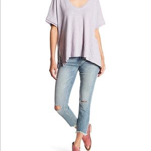 Free People Cropped Frayed Bust Knee Skinny Jean